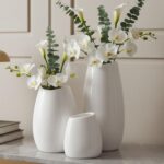 hjn Ceramic Vase Set of 3 White Flower Vase for Home Decor, Modern Decorative Va... - Image 3