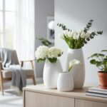 hjn Ceramic Vase Set of 3 White Flower Vase for Home Decor, Modern Decorative Va... - Image 5