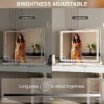Vanity Mirror with Lights, 32"x24" Hollywood Makeup Mirror with Crushed Crystal ... - Image 4