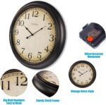 Crosstime 24 Inch Wall Clock Battery Operated Silent Round Vintage Large Wall Cl... - Image 4