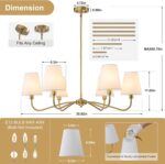 Brass Gold Chandeliers for Dining Room, 36" 6 Light Antique Modern Chandelier Li... - Image 6