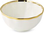 Regency Gold Porcelain Cereal Bowls Set of 4, 24oz – Elegant White Bowls with Ha... - Image 4