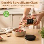 EDELHAUS Glass Storage Containers with Black Lids [4x40oz] Extra Thick Glas with... - Image 5