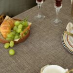 Solid Bordered Retro Tablecloths Classic Textured Table Clothes Linen Style Rust... - Image 5