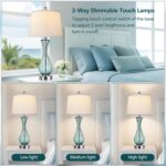 27.5" Coastal Glass Table Lamp Set of 2, 3-way Dimmable Full Touch Control Beach... - Image 3