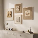 Large Framed 3D Neutral Wood Wall Art for Living Room, 4 Piece Textured Minimali... - Image 3