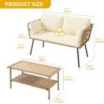 DWVO 2 Pieces Patio Furniture Set, All-Weather Wicker Rattan Loveseat with Thick... - Image 5