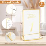 Floroom 6 Pack 5x7 Inch Clear Acrylic Sign Holders, Double-Sided Gold Display St... - Image 3