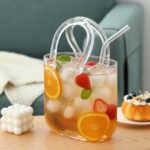 Fixwal Glass Purse Vase for Flowers, Clear Bag Vases with Handle, Unique Cute Ha... - Image 5