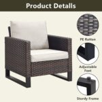 Luxury Wicker Outdoor Patio Chairs Set - 3 Piece Rattan Patio Furniture Bistro C... - Image 4