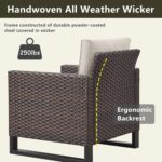 Luxury Wicker Outdoor Patio Chairs Set - 3 Piece Rattan Patio Furniture Bistro C... - Image 5