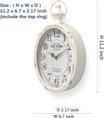 Menterry Small Retro Oval Wall Clock, Antique Old Design, White Vintage Style, B... - Image 3