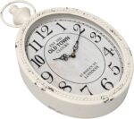 Menterry Small Retro Oval Wall Clock, Antique Old Design, White Vintage Style, B... - Image 4