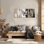 NCCXNCC 3Pcs Abstract Black and Gold Flowing Butterfly Canvas Wall Art Modern Mi... - Image 3