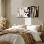 NCCXNCC 3Pcs Abstract Black and Gold Flowing Butterfly Canvas Wall Art Modern Mi... - Image 5