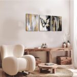 NCCXNCC 3Pcs Abstract Black and Gold Flowing Butterfly Canvas Wall Art Modern Mi... - Image 7