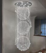 D32'' x H100'' Crystal Chandelier for Entryway High Ceiling Chandeliers Glam Cha... - Image 9