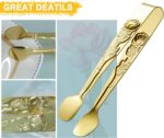 HINMAY 6PCS Mini Serving Tongs 5-Inch Small Rose Sugar Cube Appetizer Tongs, Tin... - Image 4