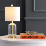 JONATHAN Y 19.5" Brass Gold and Clear Glass Table Lamp, Glam Transitional Bedsid... - Image 3