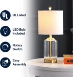 JONATHAN Y 19.5" Brass Gold and Clear Glass Table Lamp, Glam Transitional Bedsid... - Image 4