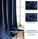 HOMEIDEAS 2 Panels Navy Blue Faux Silk Blackout Luxury Curtains, 52 X 108 Inch R... - Image 3