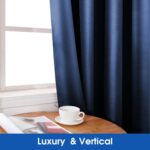 HOMEIDEAS 2 Panels Navy Blue Faux Silk Blackout Luxury Curtains, 52 X 108 Inch R... - Image 4