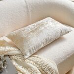 THE-TINOART Modern Cream Gold Throw Pillow Covers 12x20, Beige and Gold Jacquard... - Image 3