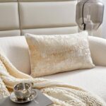 THE-TINOART Modern Cream Gold Throw Pillow Covers 12x20, Beige and Gold Jacquard... - Image 5