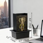 Elephant Water Wall Fountain, Black Gold Leaf Relief Wall Fountain for Home Offi... - Image 3
