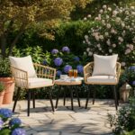 FHFO 3 Piece Outdoor Patio Bistro Set, Wicker Table and Chairs Set of 2, All-Wea... - Image 4