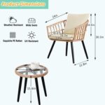 FHFO 3 Piece Outdoor Patio Bistro Set, Wicker Table and Chairs Set of 2, All-Wea... - Image 6