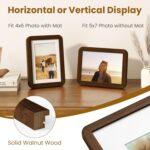 Acovy 5x7 Picture Frame, Solid Walnut Wood Photo Frame with Mat for 4x6, Wall & ... - Image 3