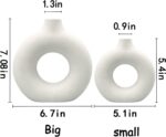White Ceramic Vases- 2 for Modern Home Decor, Round Matte Boho Vase for Decor, C... - Image 5