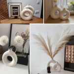 White Ceramic Vases- 2 for Modern Home Decor, Round Matte Boho Vase for Decor, C... - Image 6