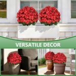 Grooy Artificial Plants Flowers Topiary Ball for Outdoor, 2 Pack Fake Silk Craba... - Image 5