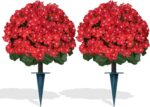 Grooy Artificial Plants Flowers Topiary Ball for Outdoor, 2 Pack Fake Silk Craba... - Image 8