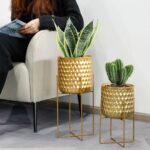 TRIROCKS Set of 2 Planters with Stand Indoor Otdoor Metal Plant Stand 8 * 18 &7 ... - Image 4