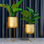 TRIROCKS Set of 2 Planters with Stand Indoor Otdoor Metal Plant Stand 8 * 18 &7 ... - Image 5