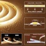 TOPAI 12V COB LED Strip Light 3000K Warm White Waterproof IP65 480LEDs/M Super B... - Image 4