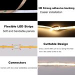 TOPAI 12V COB LED Strip Light 3000K Warm White Waterproof IP65 480LEDs/M Super B... - Image 5