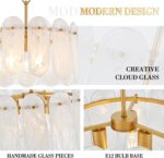 Modern Gold Chandelier, 18.3’’ Luxury Glass Chandelier for Dining Room Clound Gl... - Image 7