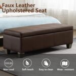 51 Inch Storage Ottoman, Storage Bench with Safety Hinge, Upholstered Synthetic ... - Image 5