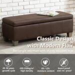 51 Inch Storage Ottoman, Storage Bench with Safety Hinge, Upholstered Synthetic ... - Image 6