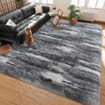Shag Rugs for Living Room 8x10, Ultra Soft Abstract Grey Big Fuzzy Rugs for Bedr... - Image 3