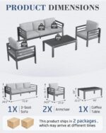 AECOJOY Aluminum Patio Furniture Set, 5 Seats Modern Outdoor Furniture with Coff... - Image 3