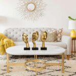 3 Piece Thinker Statue Gold Home Decor Abstract Face Sculpture Resin Thinker Fig... - Image 3
