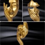 3 Piece Thinker Statue Gold Home Decor Abstract Face Sculpture Resin Thinker Fig... - Image 5