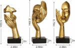 3 Piece Thinker Statue Gold Home Decor Abstract Face Sculpture Resin Thinker Fig... - Image 6