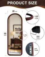 Delma Arched Full Length Mirror, Free Standing Floor Velvet Finish Frame Mirror ... - Image 3