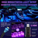 LivTee Smart Car LED Interior Lights with USB Port, LED Strip Fiber Optic Lights... - Image 3